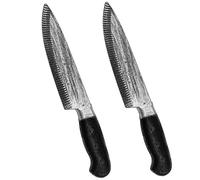 Pengshow 2PCS Halloween Fake Knife Prop, 30.5CM/12Inches Bloody Knife with Black Handle, Fake Knives with Blood, for Haunted House, Cosplay, Pranks, Party Decorations, Zombie, Horror Scream Theme