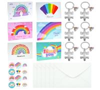 Pengshow 6Sets Thank You Teacher Gifts, Personalised Keyring Teacher Gifts | Teacher Gifts, Personalised Keyring With Colored Card and Envelope, Thank You Keyring for Primary School, Nursery Teacher