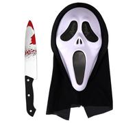 Pengshow Halloween Scream Mask, Ghostface Mask, with Toy Knife, Scary Ghost Face Mask, Horror Screamer Masks for Children and Adults, Unisex, for Halloween Costume Cosplay Party Decorations