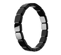 Pengshow Hematite Bracelet, Natural Square Hematite Bracelet Men, Adjustable Black Stone Bead Elastic Wristband, Magnetic Bracelets for Professional and Daily Wear, Gift for Husband Dad Boyfriend