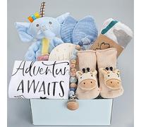 Pengtai Baby Boy Gift Basket - Newborn Essentials, Swaddle Blanket, Gender Reveal and Unique Gifts for Boys