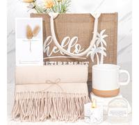 pengtai Retirement Gift for Woman,Happy Retirement Gifts for Women Coworker, Teacher, Nurse, Mom, Grandma, Retirees, Retirement Gifts Basket with Coffee Mug Shawl Wrap Beach Travel Bag