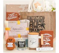 pengtai Retirement Gift Set for Woman: Ceramic Coffee Mug, Burlap Tote Bag, Flannel Blanket, Handmade Doll, Passport Holder & More - 9 Piece Set, 12 Oz, Reusable, Retirement Party, Travel