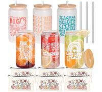 pengtai Teacher Appreciation Gifts for Women,Thank You Teacher Gifts Bulk,16 Oz Glass Cups Gift for Teachers Set of 6