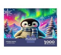 Penguin 100% Recycled Cardboard Penguin Under Aurora 1000 Piece Jigsaws for Adults Brain Development Classic Games 70x50cm/1000pcs
