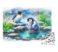 Penguin 100% Recycled Cardboard Penguins in Snowy Scene 1000 Piece Puzzle for Adults The Impossible Challenge Fun Present 52x38cm/1000pcs