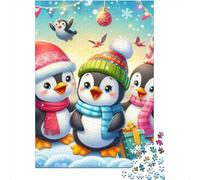 Penguin 1000 Pc Eco-Friendly Paper Penguins on Ice Floe Puzzle Adult Hobbyists Portable Mind Decompression Fun 70x50cm/1000pcs
