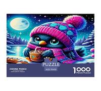 Penguin 1000 Pc Puzzle for Wall Decor - Penguin Winter Hat Cozy Snowy Cute Inch Suitable for Decompression And Wall Decor for Adults70x50cm/1000pcs
