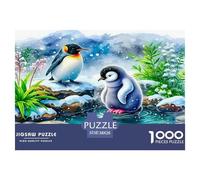 Penguin 1000 Piece Educational Game Decompression Puzzle -Penguins Stream Snowy Serene Scenic for Adults Wall Decoration And Gifts38x26cm/1000pcs