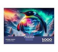 Penguin 1000 Piece Jigsaws with Perfect Snap Fit Centenary Jigsaws Crystal Ball Penguin for A Sustainable Hobby As Wall Art Puzzle for Self-care Gifts 70x50cm/1000pcs