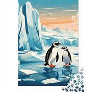 Penguin 1000 Piece Recycled Paper Jigsaw Penguins on Ice FloePuzzle for Adults Reusable Stress Relief Challenging Fun Brain Teaser 38x26cm/1000pcs