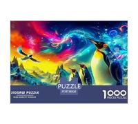 Penguin 1000 Piece Recycled Paper Puzzle -Penguins Aurora Vibrant Scenic Surreal Puzzles for Adults Gifts Educational Game Challenge Wall Decor38x26cm/1000pcs