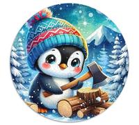 Penguin 1000 Piece Round Puzzles Jigsaw for Adults Gift for Family Colorful for Unique Challenge Games 1000pcs (67.5x67.5cm)