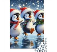 Penguin 1000 Piece Thickened Paper Jigsaw Penguins Ice Skating Puzzle Adults Relaxation Hobby Brain Teaser 70x50cm/1000pcs
