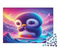 Penguin 1000 Pieces Jigsaw Puzzle Cute Shy Penguin Framable Home Decor Wall Art Thick Premium Cardboard for Family 70x50cm/1000pcs