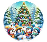 Penguin 1000 Pieces Jigsaw Round Puzzle for Adults And Kids Colorful Unique Challenge Games Scene Creative 1000pcs (67.5x67.5cm)