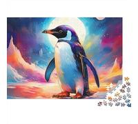 Penguin 1000 Pieces Moon Penguin Premium Puzzle Board Jigsaw Puzzle for Family Parent-child Interaction Team Building Social Activity Icebreaker 70x50cm/1000pcs