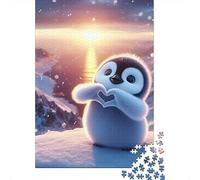Penguin 1000 Pieces Recycled Penguin Snowy Prayer Puzzle Stressful Workers Anxiety Relief Home Wall Art 52x38cm/1000pcs