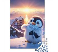 Penguin 1000 Pieces Thickened Paper Jigsaw Penguin Snowball Hug Puzzle Adults Relaxation Hobby Engaging Brain Teaser Easy Store 38x26cm/1000pcs