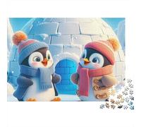 Penguin 1000pc Igloo Penguins Heavy-duty Cardboard Jigsaw Puzzle for Brain Teaser Lovers Team Building Leisure Entertainment Social Icebreaker Value for Money 38x26cm/1000pcs