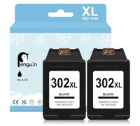 Penguin 302XL Ink Cartridge Replacement for HP 302 302 XL Compatible with Deskjet 3630 3632 3637 2132 1110 1111 2130 Envy 4520 4524 4522 4521 Officejet 3830 3831 4654 5230 2 Black Pack High Yield