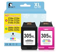 Penguin 305 Ink Cartridges Compatible with HP 305 XL for Deskjet 2810e 2820e 2800e Envy 6000 6032e 6020e 6022e Deskjet 4220e 4222e 4200e 305XL Printer Ink Black and Colour Replacement
