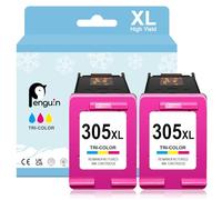 Penguin 305 XL Colour for HP Deskjet 2810e Ink Cartridges Compatible with 2820e 2800e 2710e 2720e 2722e 4130e Envy 6032e 6020e 6022e Envy Pro 6430 6420 305XL 305 Printer Ink Replacement twinpack