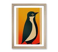Penguin Abstract No.6 Framed Print | A4 Oak Framed Wall Art | Ready to Hang | Abstract Fantasy Picture | Living Room Bedroom Lounge Office