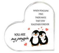 Penguin Acrylic Plaque, Heart Shaped Couple Gift with Romantic Quote, You Are My Penguin Keepsake for Boyfriend Girlfriend Husband Wife, Anniversary Valentine's Birthday