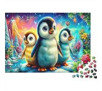 Penguin Adventure 1000 Piece Jigsaw Puzzle Recycled Cardboard Three Penguins Unique Christmas Birthday Gift Adults Family Premium Quality Home Decoration Indoor Game 38x26cm/1000pcs
