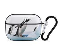 Penguin AirPods Pro Case Cover with Keychain Ring PC Hard Shell Protective Case for AirPods Pro 2nd for Women Men Generation Easy Open Full Drop Protection Cover Black-Style