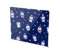 Penguin and American Flag Acrylic Cutting Board with Counter Lip Non-Slip Cutting Plate for Kitchen Countertop