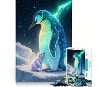 Penguin And Chick in Snowy Landscape Jigsaw Puzzles for Teenagers 1000 Pieces Strong Logic Toy Shared Fun Clear Edge Lovely Present (38x52cm)