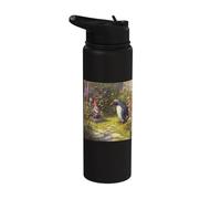 Penguin and Garden Art Fantasy Lawn Statues Stainless Steel Insulated Water Bottle