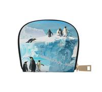 Penguin and Iceberg Print Coin Purse Wallet for Men&Women, Cute Leather Credit Card Holder Zipper Mini Pouch Change Purses, White, One Size, Coin Purse