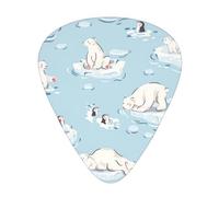 Penguin And Polar Bear Acoustic GuitarGuitar Picks 12 Pcs, Thin Guitar Plectrums Students 0.46 0.96 0.71 Mm