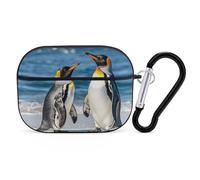 Penguin and Sea Airpod Pro Case AirPods 2 Case for Women Hard Shell Protective Cover with Carabiner Keychain Compatible with AirPods Case 2nd 1st Generation, Front LED Visible Black