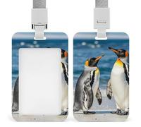 Penguin and Sea Retractable ID Badge Holder with Lanyard - Vertical Badge Reel,Keychain Clip,Name Tag Id Card Holder Protector for Nurse Officer Teacher Security Staff Women Men