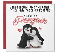 Penguin Anniversary Card / Cute Romantic Valentine Card for Husband Wife Boyfriend Girlfriend Fiancee Him or Her / Valentines Day Cards for Loved One / Birthday Card