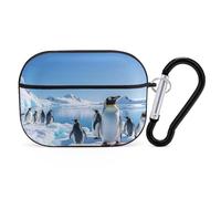 Penguin Antarctica Ice AirPods Pro Case Cover with Keychain Ring PC Hard Shell Protective Case for AirPods Pro 2nd for Women Men Generation Easy Open Full Drop Protection Cover Black-Style