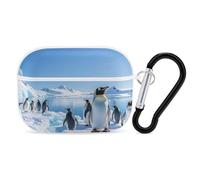 Penguin Antarctica Ice AirPods Pro Case Cover with Keychain Ring PC Hard Shell Protective Case for AirPods Pro 2nd for Women Men Generation Easy Open Full Drop Protection Cover White-Style