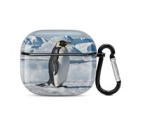 Penguin Antarctica Ice Bluetooth Earbuds Case Cover Full Body Shockproof Protection Hard Case Support Wireless Charging with Keychain Personalized Gift for AirPods 3