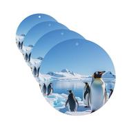 Penguin Antarctica Ice Car Air Fresheners 4 Pcs Funny Hanging Car Air Fresheners Cute Long Lasting Scented Mirror Hanging Decoration Ornaments Gift For Men Women Round Shape