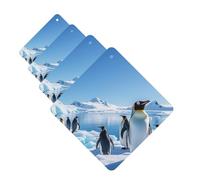 Penguin Antarctica Ice Car Air Fresheners 4 Pcs Funny Hanging Car Air Fresheners Cute Long Lasting Scented Mirror Hanging Decoration Ornaments Gift For Men Women Square