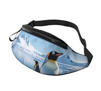 Penguin Antarctica Ice Fanny Pack for Men Women, Waterproof Sports Waist Bag Fashion Belt Bag Crossbody Bags Hip Bum Bag with Adjustable Strap Large Sling Bag Purse for Travel Hiking