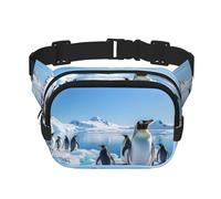 Penguin Antarctica Ice Fanny Pack For Women Waterproof Adjustable Belt Bags Waist Pack Fashion Casual Crossbody Bags Bum Bag For Running Workout Hiking Traveling, Black, One Size