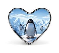 Penguin Antarctica Ice Heart Pin, 1 Inch Metal Love Lapel Pins - Lightweight, Smooth Edges, Versatile Badge Brooch for Jackets, Shirts, Bags, Gifts for Friends, Family