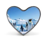 Penguin Antarctica Ice Lapel Pin Elegant Heart Shape Brooch Badge Funny Personalized Pinback Button Badge Fashion Cute Heart Brooch Pins for Bag Jacket Clothes Accessories