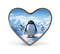 Penguin Antarctica Ice-png Button Pin Heart Shape Metal Lapel Pins Badges Personalized Pinback Button Badges Novelty Funny Enamel Pins Fashion Cute Heart Brooch Pin for Backpacks Jackets Bags