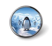 Penguin Antarctica Ice Round Badge for Men Women, Durable & Stylish Lapel Pins, Lightweight Metal Badges for Shirts, Jackets, Hats